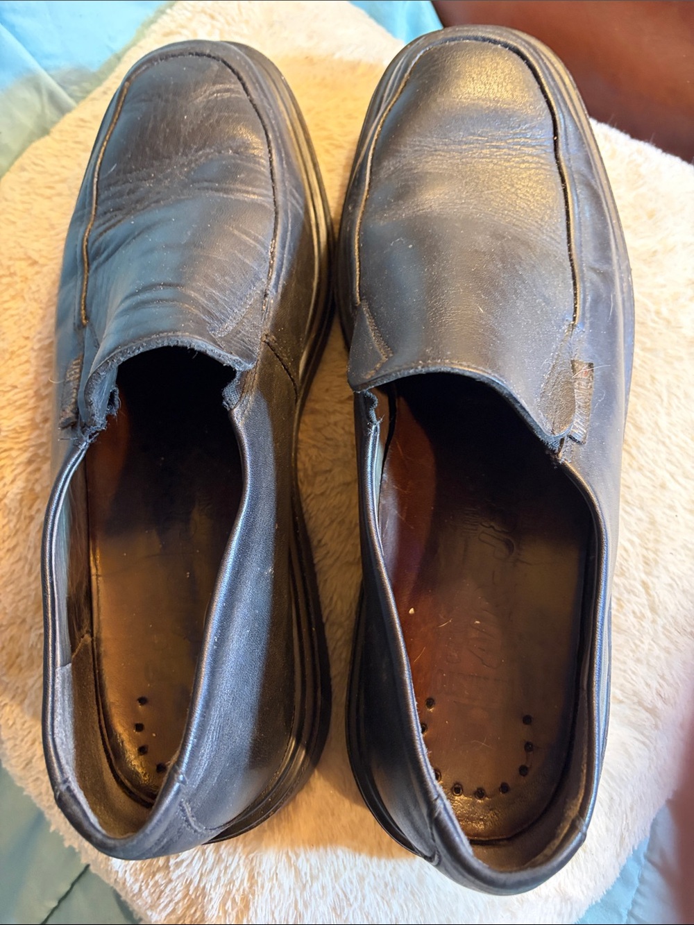 Mephisto Black Leather Slip-On Loafers